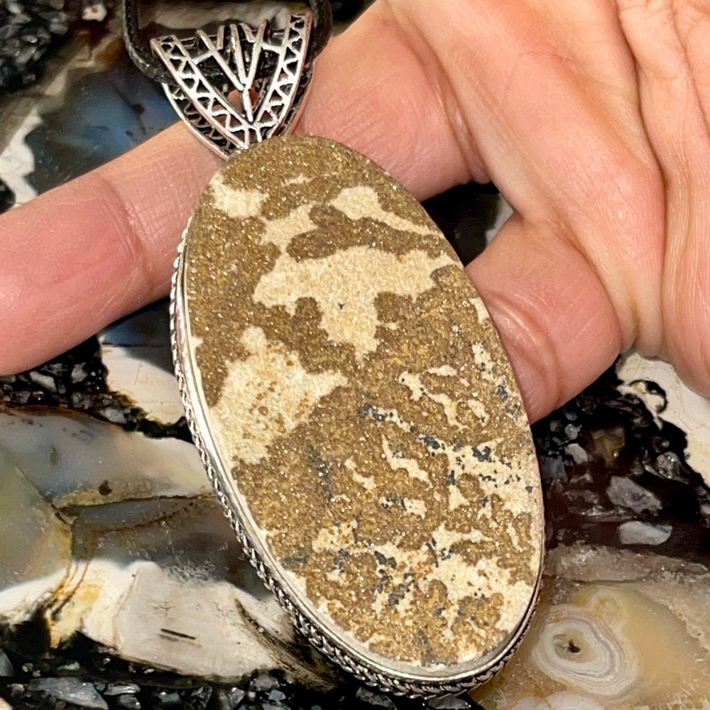 Large German Dendritic Agate Pendant 2 7/8”
